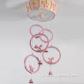 Lampa dla dzieci w zawieszaniu różowego pierścienia LED dla dzieci